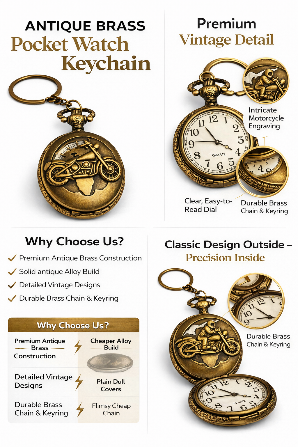 Vintage Motorcycle Pocket Watch - Image 4
